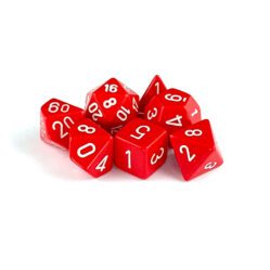 Dice Set - 4-20 - Opaque Poly Red W/White
