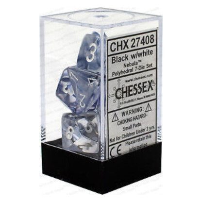 Dice Set - 4-20 - Nebula Black w/White - Image 2