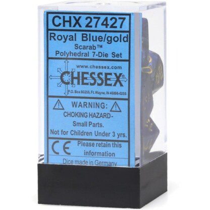 Dice Set - 4-20 - Scarab Royal Blue w/Gold - Image 2