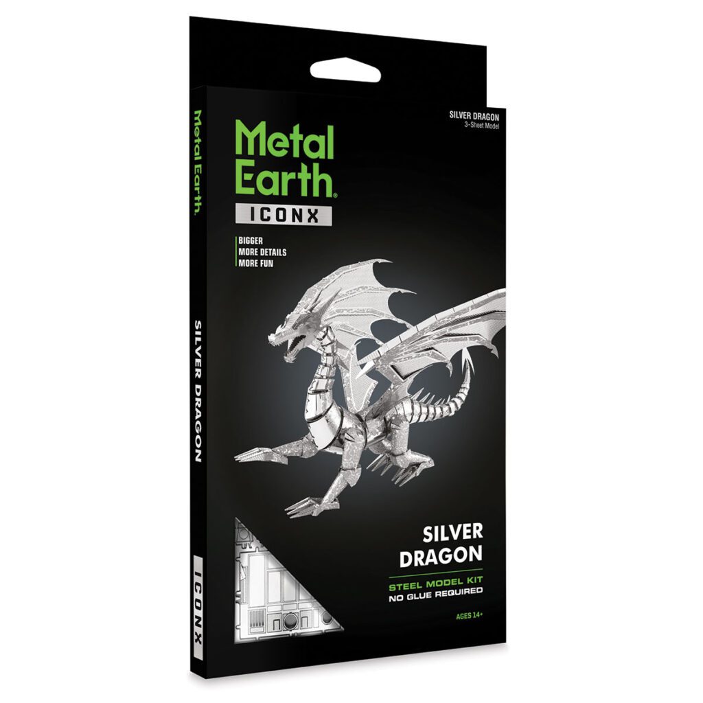 Metal Earth Model Kit Fascinations Metal Earth ICONX Silver Dragon 3D ...