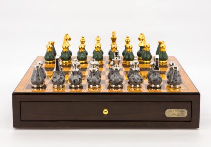 Chess Men - Grey & Green with Gold & Silver - 90mm - Image 6