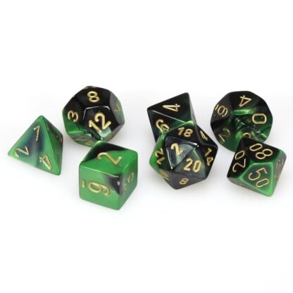Dice Set - 4-20 - Gemini Black-Green w/Gold