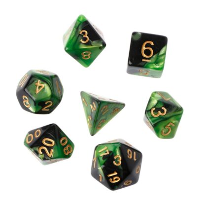 Dice Set - 4-20 - Gemini Black-Green w/Gold - Image 2