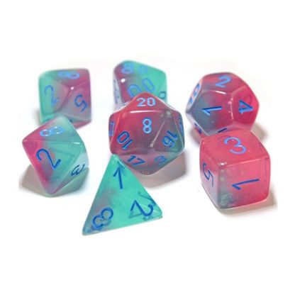 Dice Set - 4-20 - Gemini Luminary Gel Green - Pink/Blue