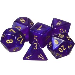 Dice Set - 4-20 - Mini Borealis Royal Purple / Gold Luminary