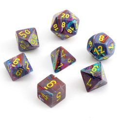 Dice Set - 4-20 - Mini Festive Mosaic w/Yellow
