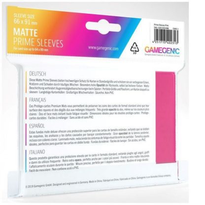 Gamegenic Matte Prime Card Sleeves Pink (66mm x 91mm) (100 Sleeves Per Pack) - Image 2