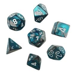 Dice Set - 4-20 - Mini Gemini Steel-Teal w/White