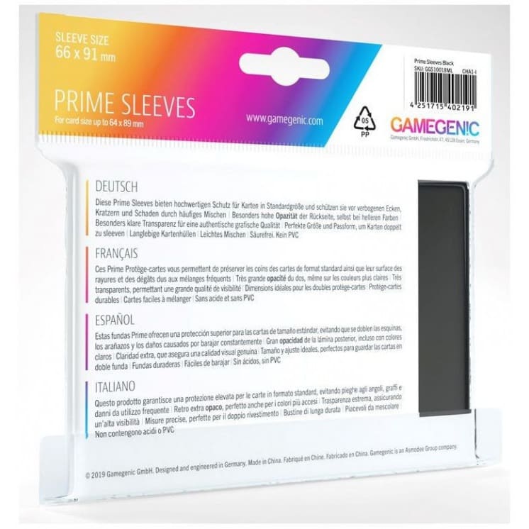 Gamegenic Prime Card Sleeves Black (66mm x 91mm) (100 Sleeves Per Pack) - Image 3