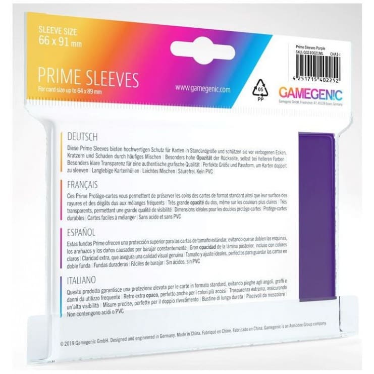Gamegenic Prime Card Sleeves Purple (66mm x 91mm) (100 Sleeves Per Pack) - Image 3