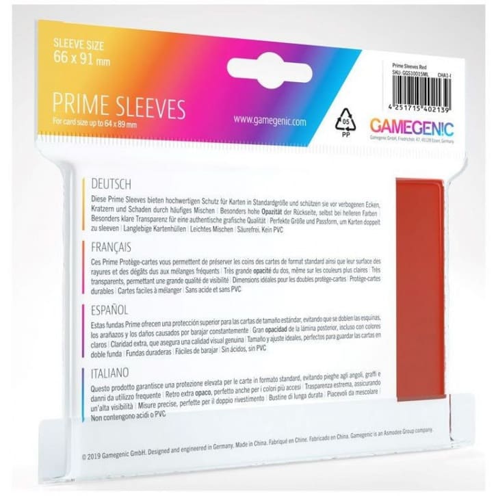 Gamegenic Prime Card Sleeves Red (66mm x 91mm) (100 Sleeves Per Pack) - Image 3