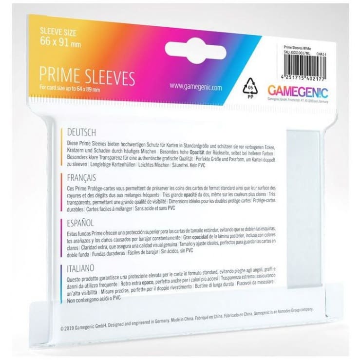 Gamegenic Prime Card Sleeves White (66mm x 91mm) (100 Sleeves Per Pack) - Image 3