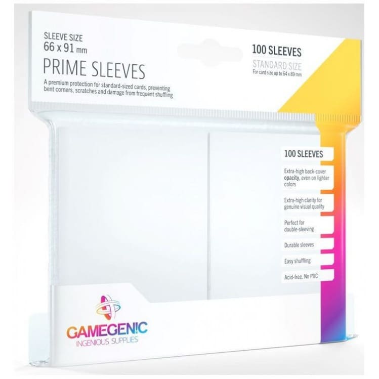 Gamegenic Prime Card Sleeves White (66mm x 91mm) (100 Sleeves Per Pack)