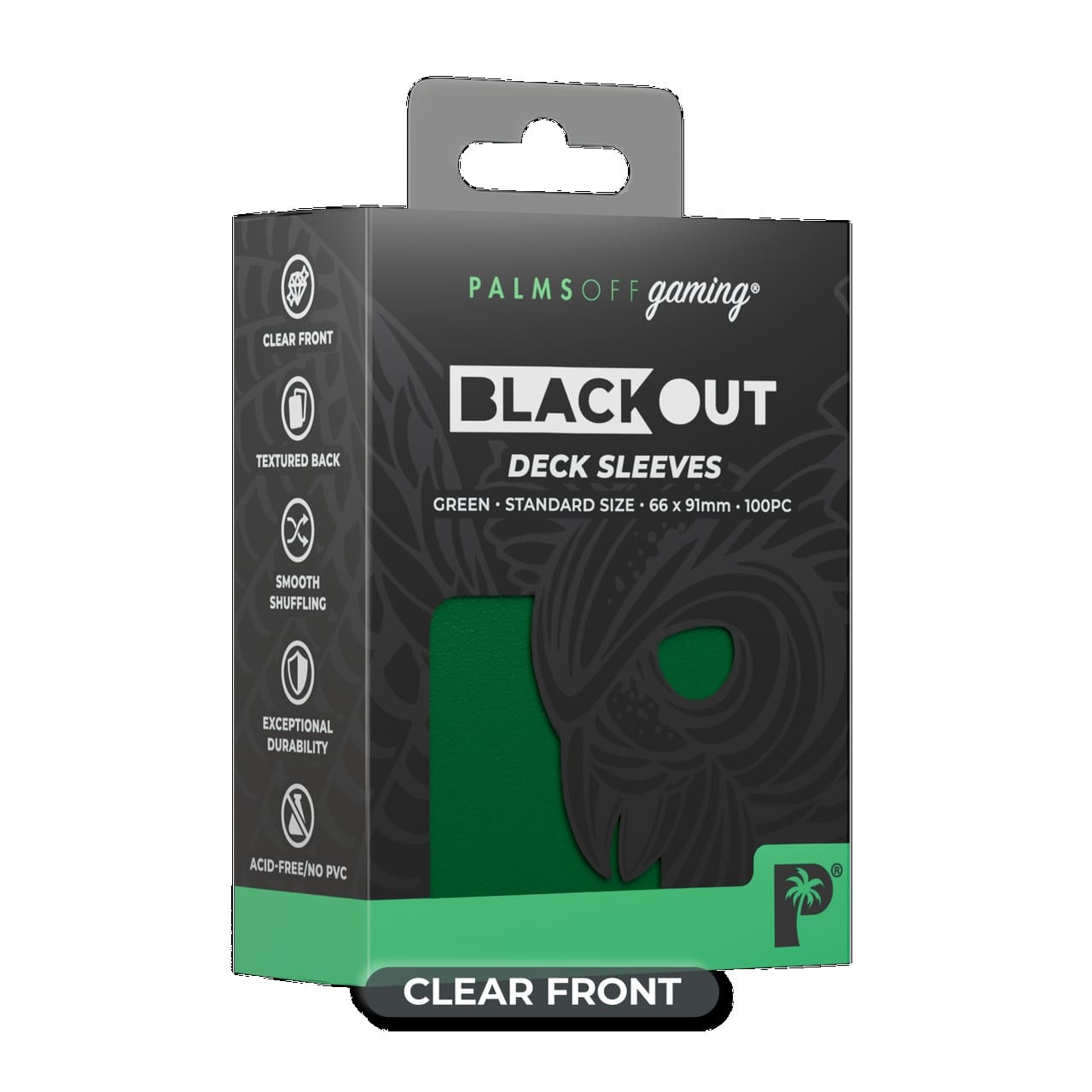 Palms Off Gaming - BLACKout Deck Sleeves - Standard - 100pc - GREEN