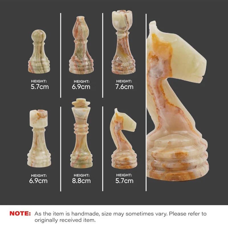 Chess Set 38cm Marble - White & Green - Image 5