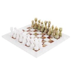 Chess Set 38cm Marble - White & Green