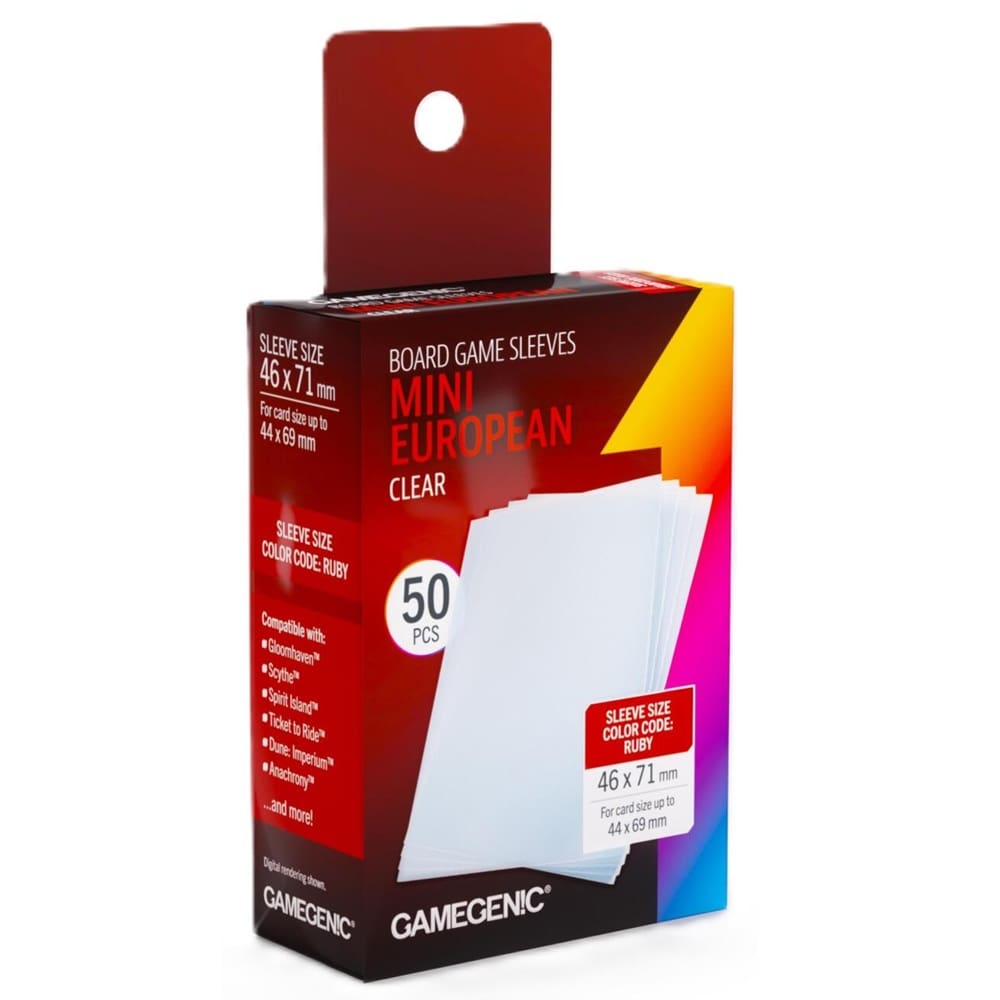 Gamegenic Board Game Card Sleeves - Mini European Clear (46mm x 71mm) (50 Sleeves Per Pack)