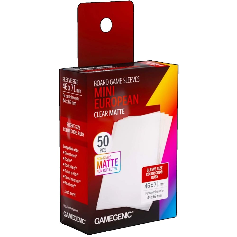 Gamegenic Board Game Card Sleeves - Mini European Clear Matte (46mm x 71mm) (50 Sleeves Per Pack)