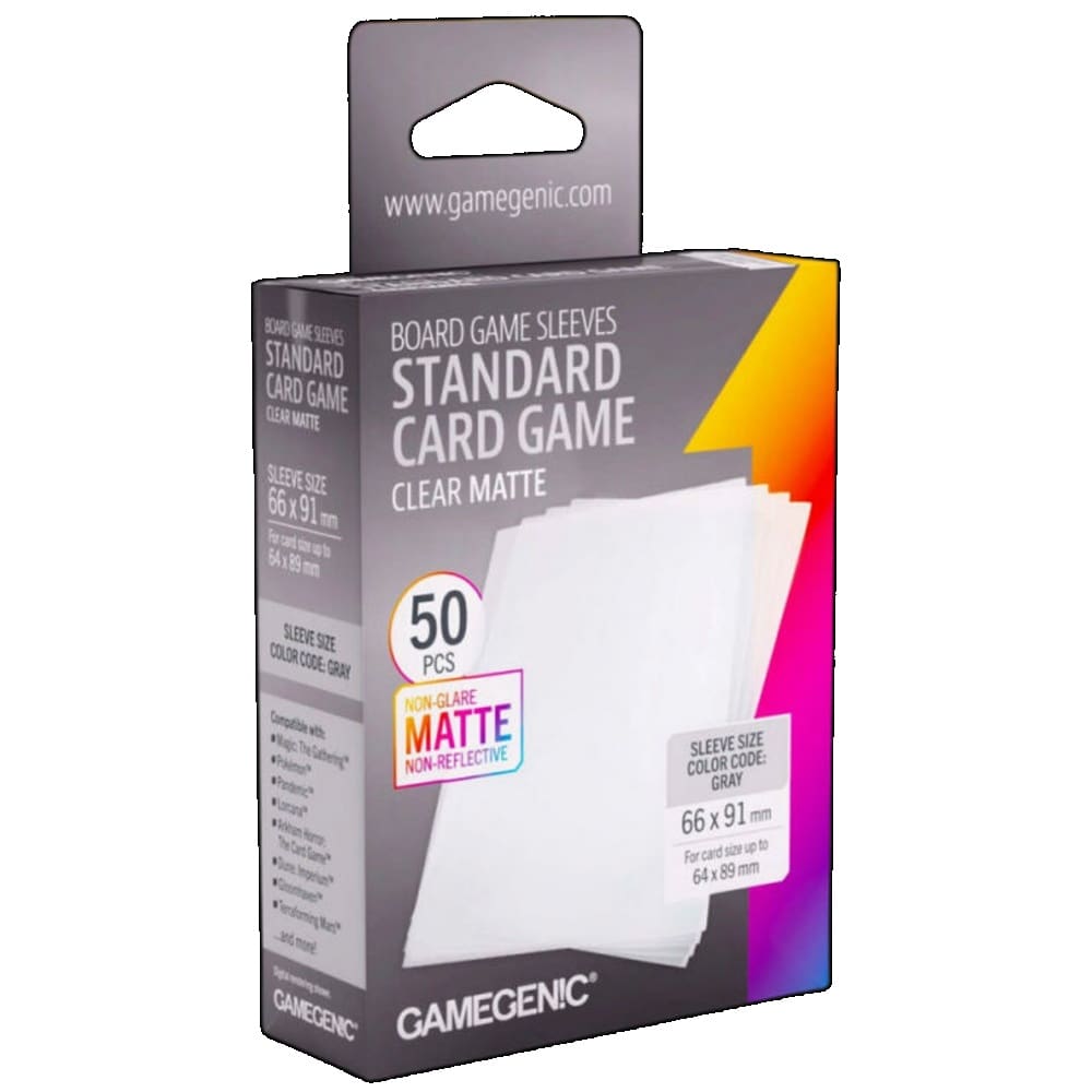 Gamegenic Board Game Card Sleeves - Standard Card Game Clear Matte (66mm x 91mm) (50 sleeves Per Pack)