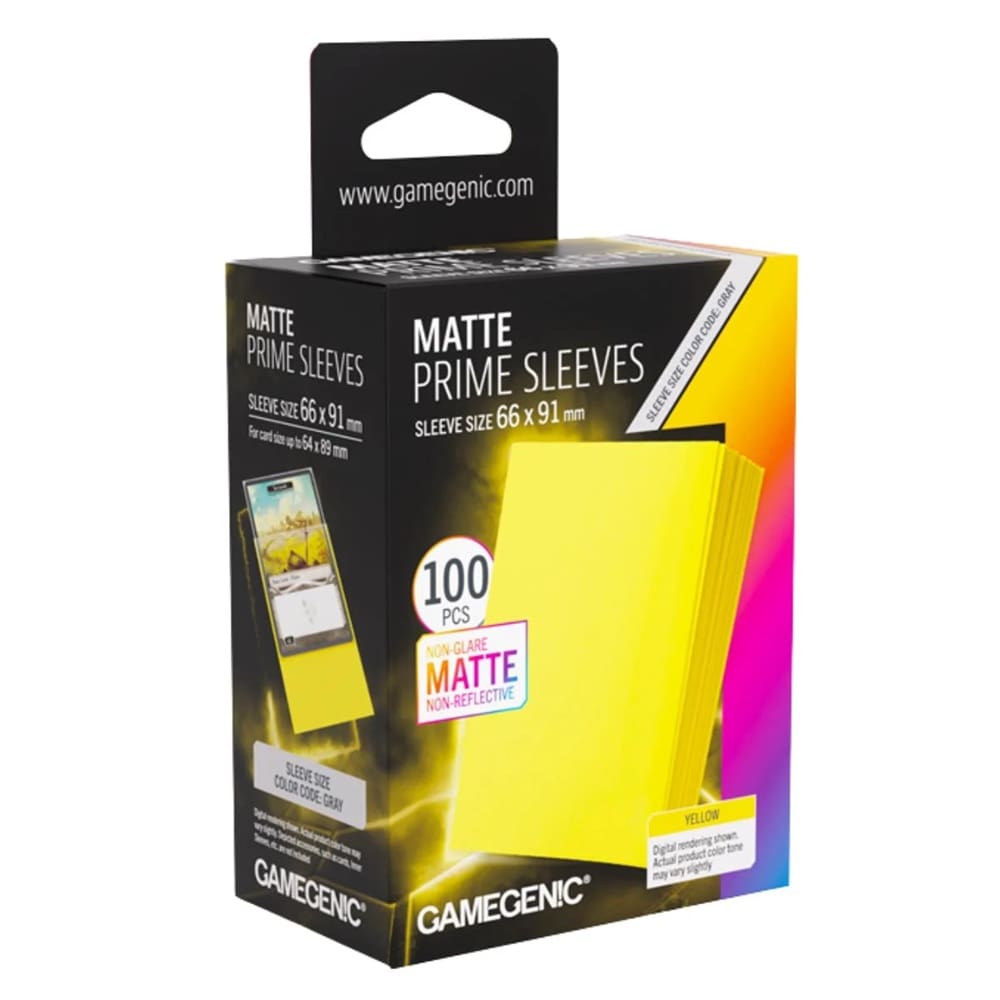 Gamegenic Matte Prime Card Sleeves - Yellow (66mm x 91mm) (100 Sleeves Per Pack)
